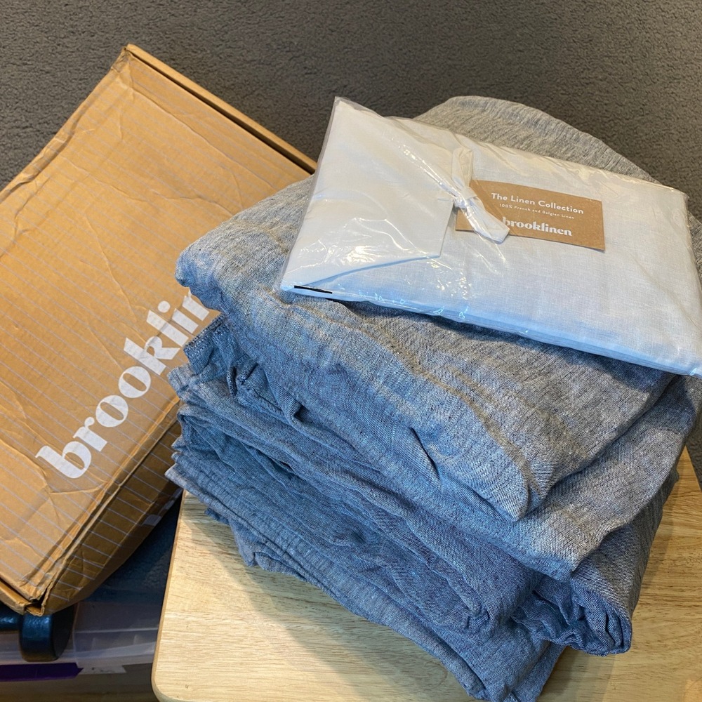 Brooklinen Core Sheet Set + Duvet Cover + Shams King Charcoal Chambray 7 Piece